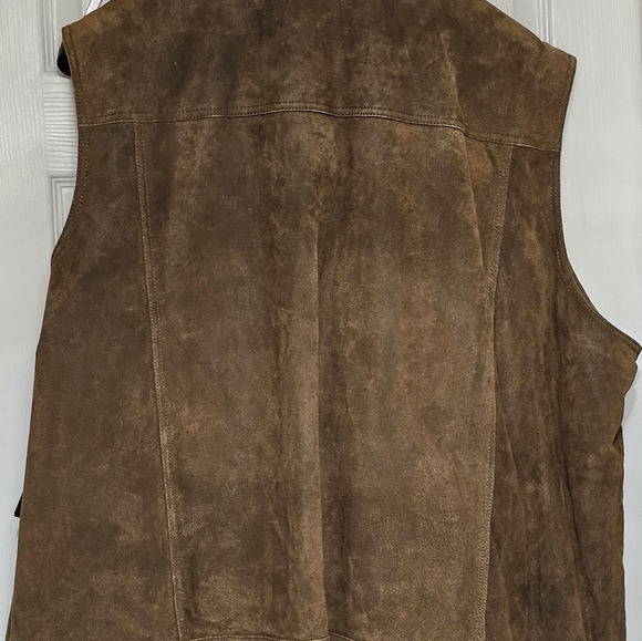 NWT Roundtree & Yorke Suede Leather Vest Men’s 3XB Full Zip Snap Brown $350 - Picture 10 of 14
